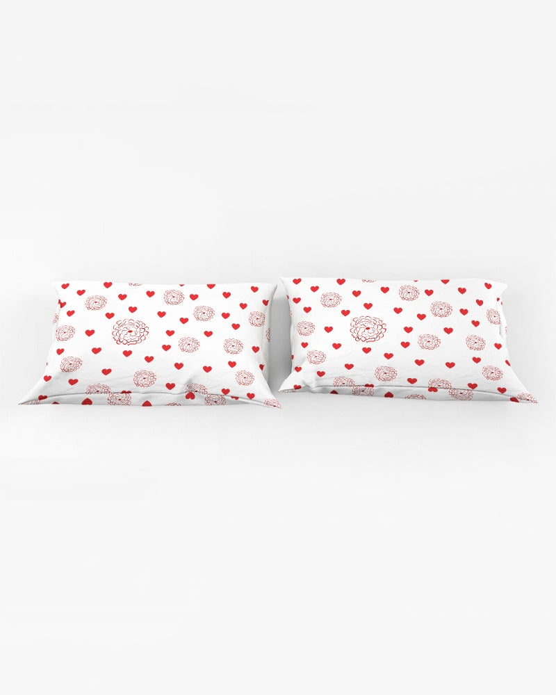 Valentine's Red Hearts and Roses Queen Pillow Case - 0