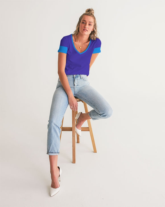Blue Turqu Ladies V-Neck Tee