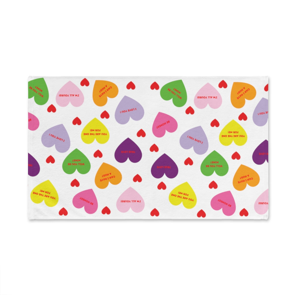 Valentine's Sweet Tart Hearts Hand Towel