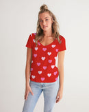 Pink Hearts Ladies V-Neck Tee-3