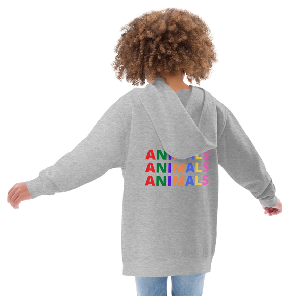 I LOVE ANIMALS Girls Fleece Hoodie
