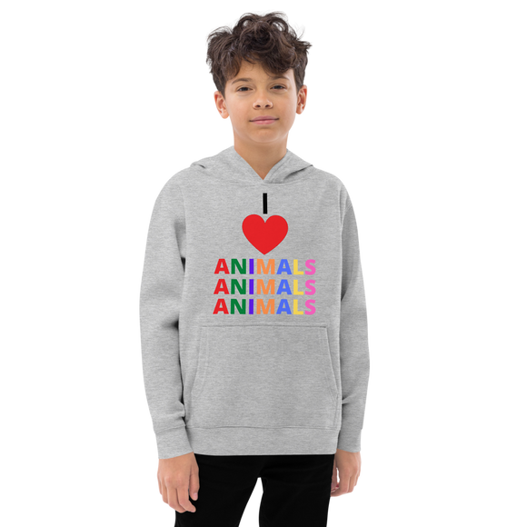 I LOVE ANIMALS Girls Fleece Hoodie