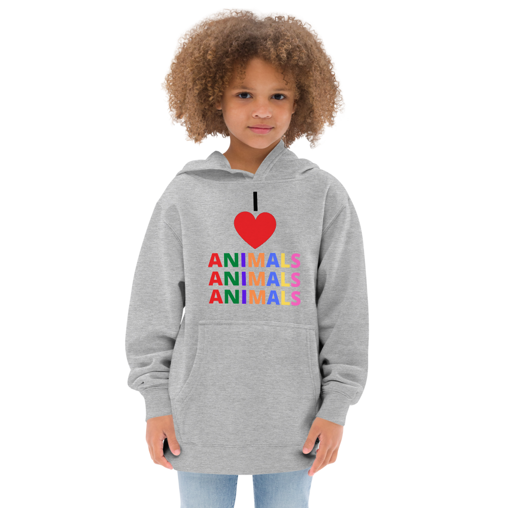 Buy athletic-heather I LOVE ANIMALS Boys Fleece Hoodie