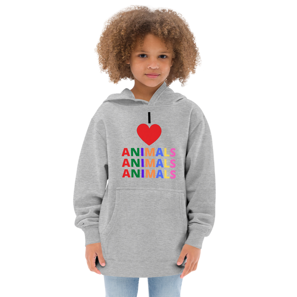 I LOVE ANIMALS Girls Fleece Hoodie