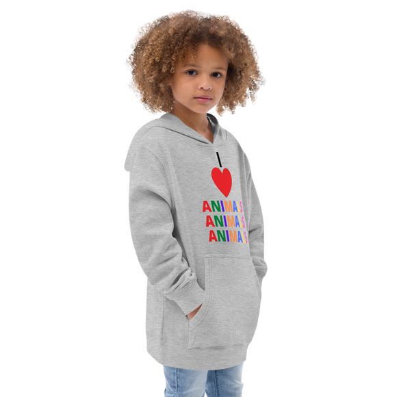 I LOVE ANIMALS Girls Fleece Hoodie