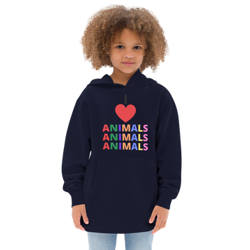 I LOVE ANIMALS Girls Fleece Hoodie