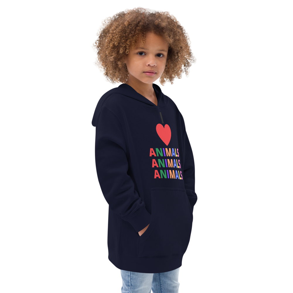 I LOVE ANIMALS Girls Fleece Hoodie