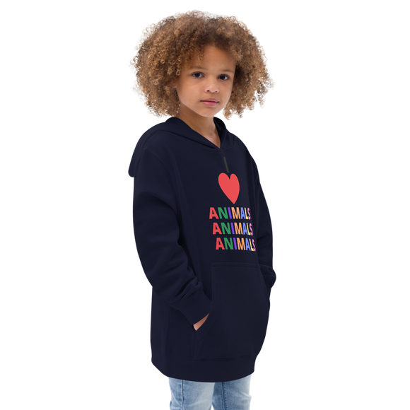 I LOVE ANIMALS Girls Fleece Hoodie