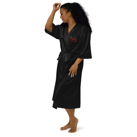 Lovers Embroidered Satin Robe
