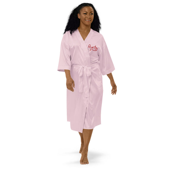 Lovers Embroidered Satin Robe