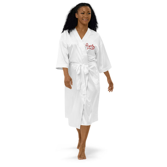 Lovers Embroidered Satin Robe