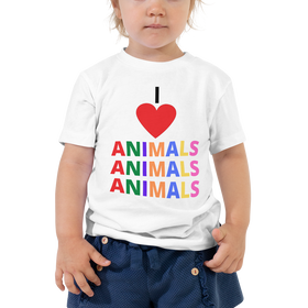 Buy white I LOVE ANIMALS Toddler Short Sleeve Tee