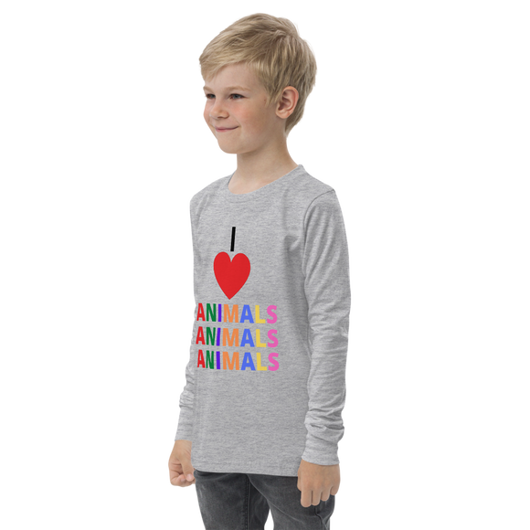 I LOVE ANIMALS Girls Long Sleeve Tee