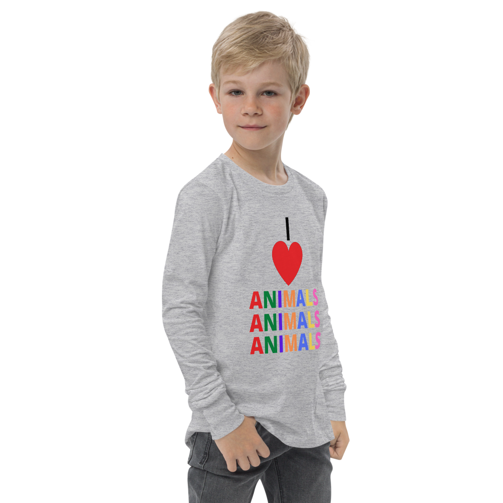 I LOVE ANIMALS Girls Long Sleeve Tee