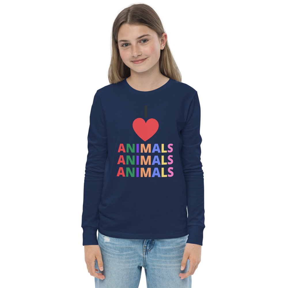 I LOVE ANIMALS Girls Long Sleeve Tee