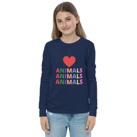 I LOVE ANIMALS Girls Long Sleeve Tee