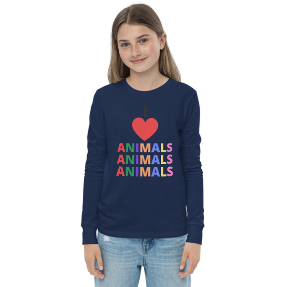 I LOVE ANIMALS Girls Long Sleeve Tee