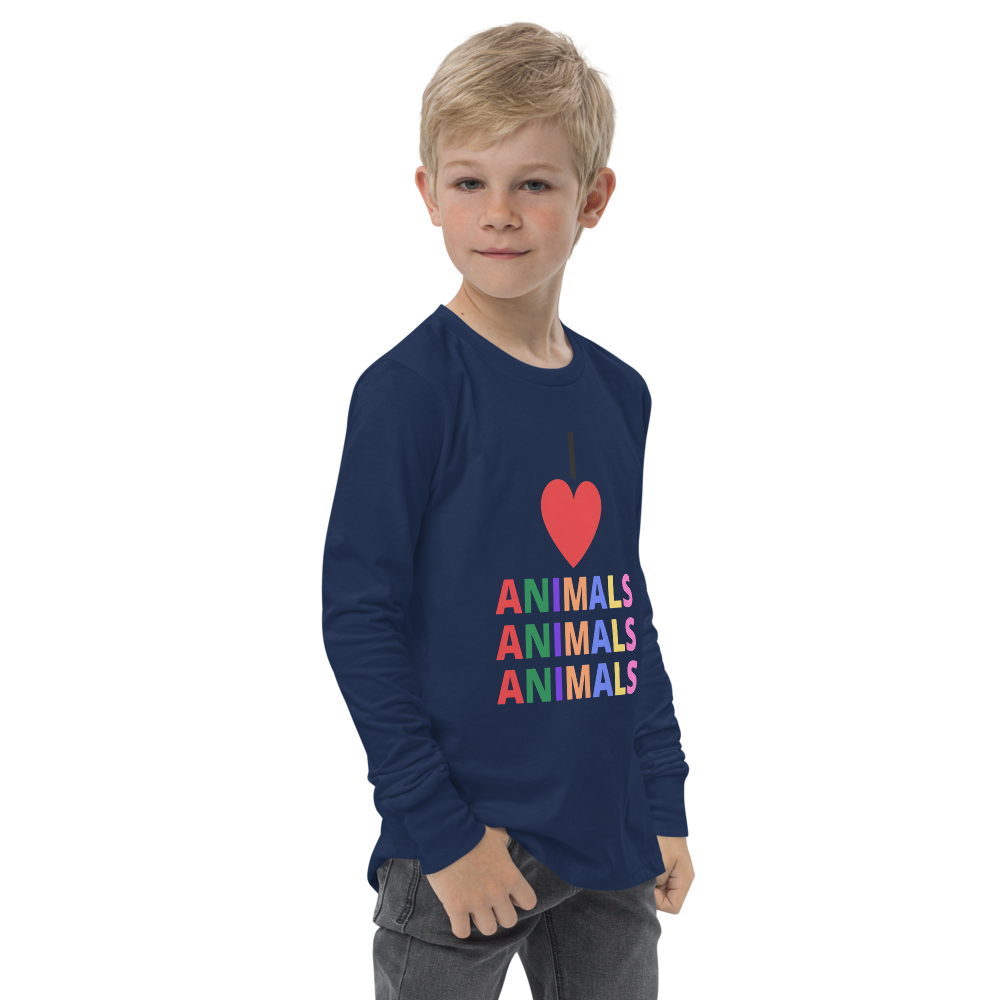 I LOVE ANIMALS Girls Long Sleeve Tee