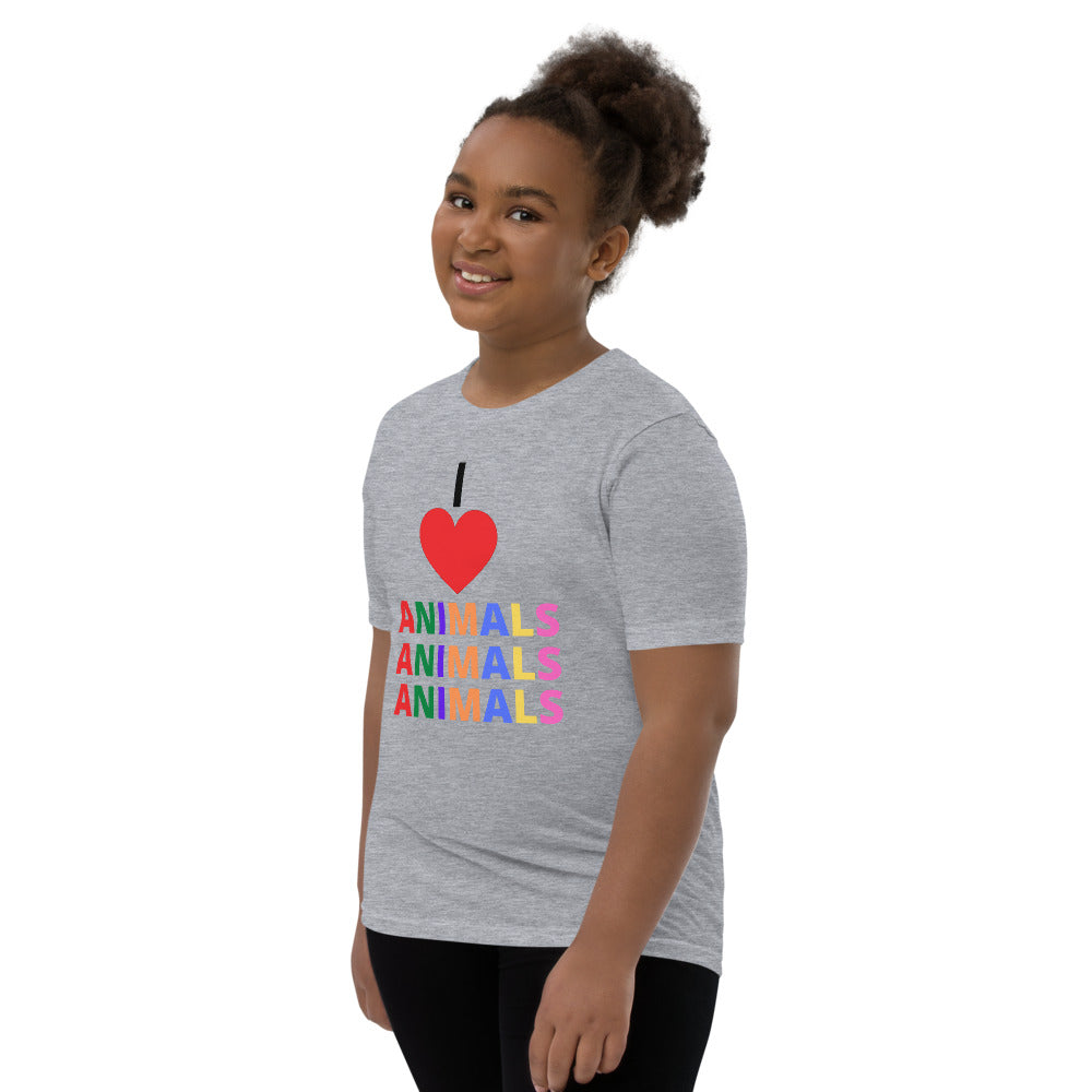 I LOVE ANIMALS Girls Short Sleeve T-Shirt