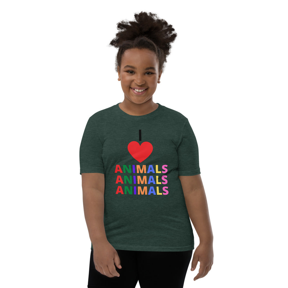 Buy heather-forest I LOVE ANIMALS Girls Short Sleeve T-Shirt