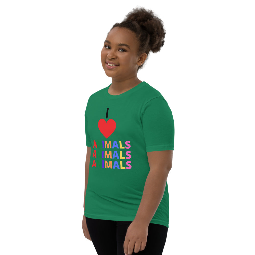 I LOVE ANIMALS Girls Short Sleeve T-Shirt