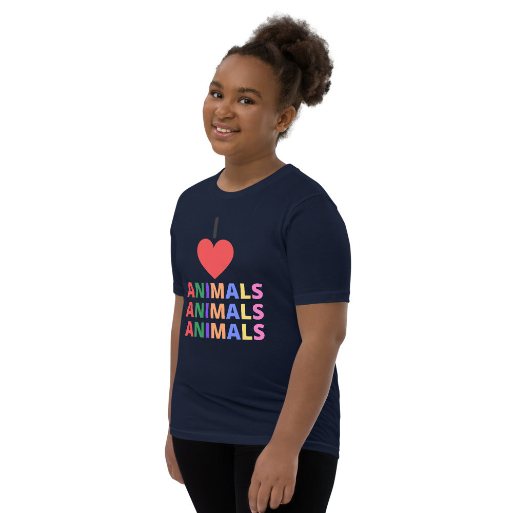 I LOVE ANIMALS Girls Short Sleeve T-Shirt